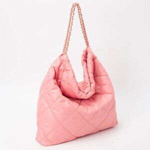 NWT Pink Chrissy Puffer Quilted Hobo Tote